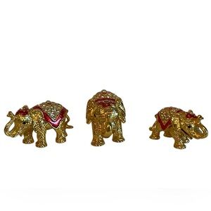 Set of 3 elephants Bejeweled Trinket Box(es)